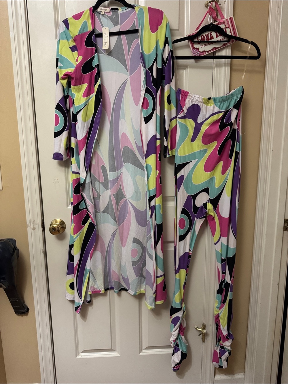 Colorful Swirl Duster jumpsuit Set - Multi